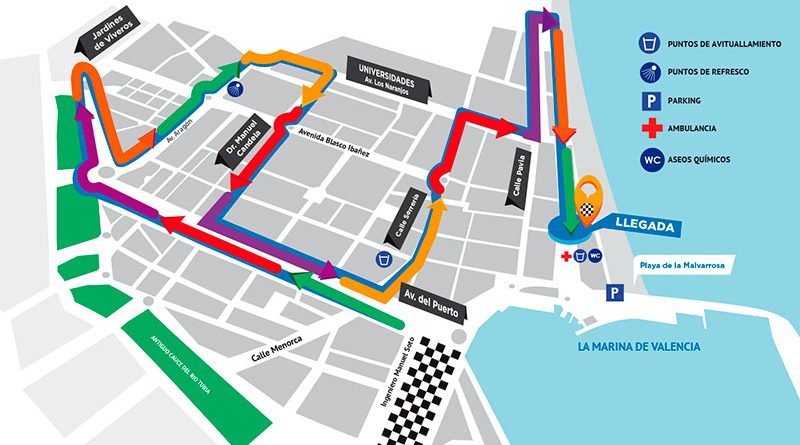 Recorrido 15K Valencia abierta al mar 2019